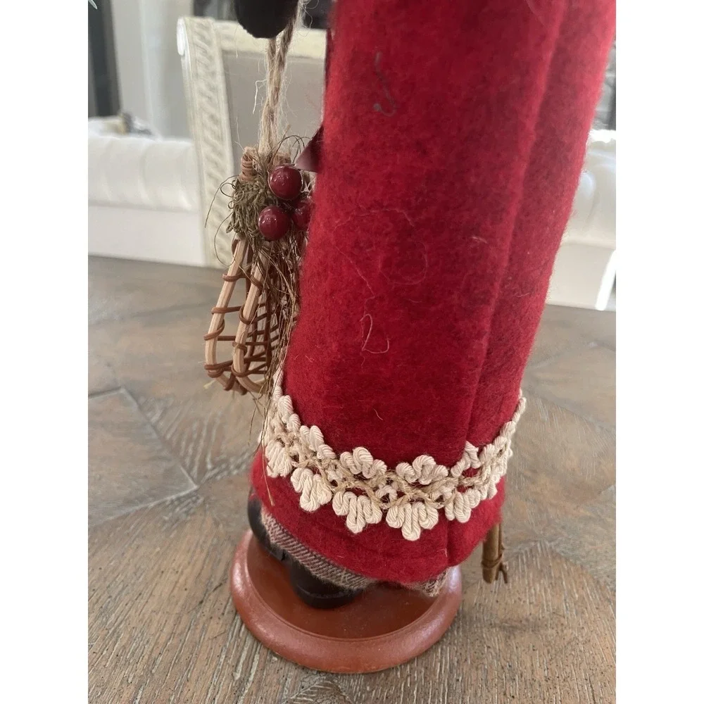 Rustic Old World Santa Clause Snowshoes Painted Cloth Face 17